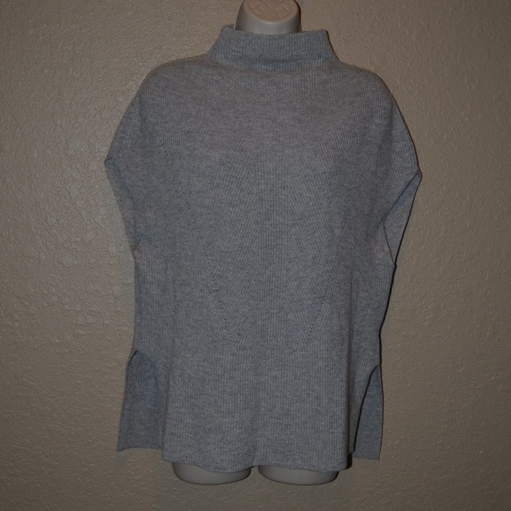Vince Light Gray Mock Neck Ribbed Sweater